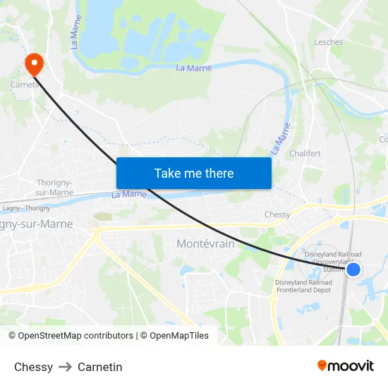 Chessy to Carnetin map
