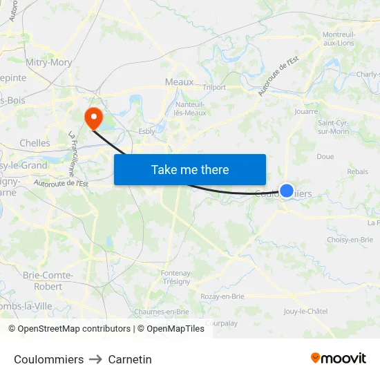 Coulommiers to Carnetin map