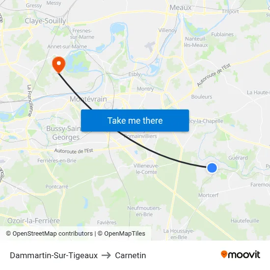 Dammartin-Sur-Tigeaux to Carnetin map