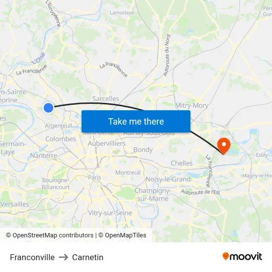 Franconville to Carnetin map