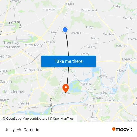 Juilly to Carnetin map
