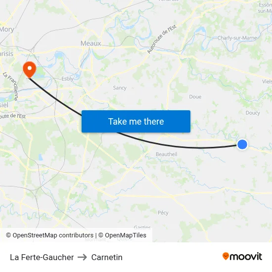 La Ferte-Gaucher to Carnetin map