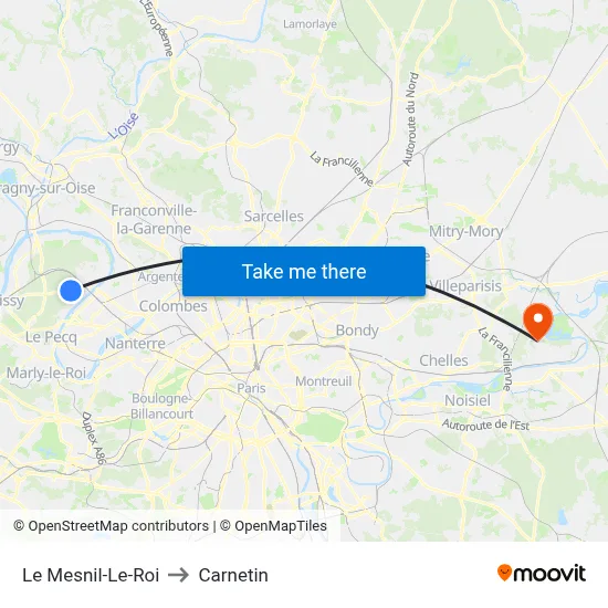 Le Mesnil-Le-Roi to Carnetin map
