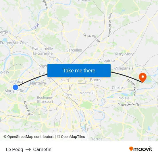 Le Pecq to Carnetin map