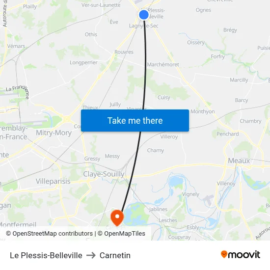 Le Plessis-Belleville to Carnetin map