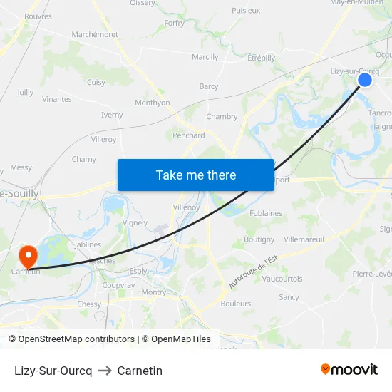 Lizy-Sur-Ourcq to Carnetin map
