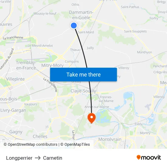 Longperrier to Carnetin map
