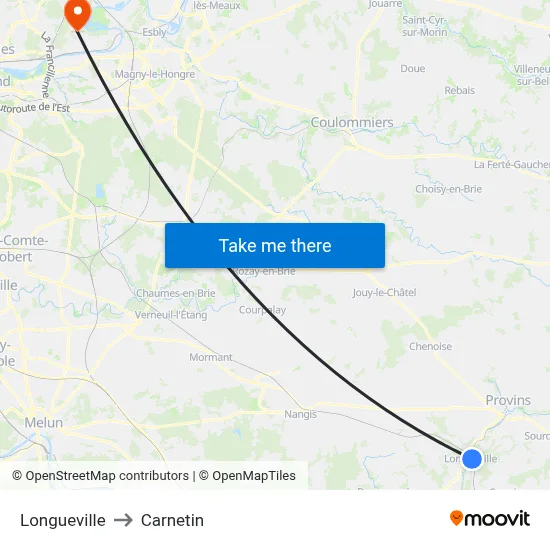 Longueville to Carnetin map