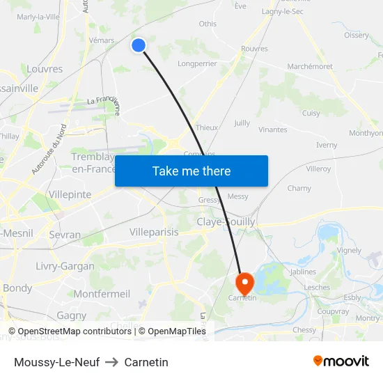 Moussy-Le-Neuf to Carnetin map