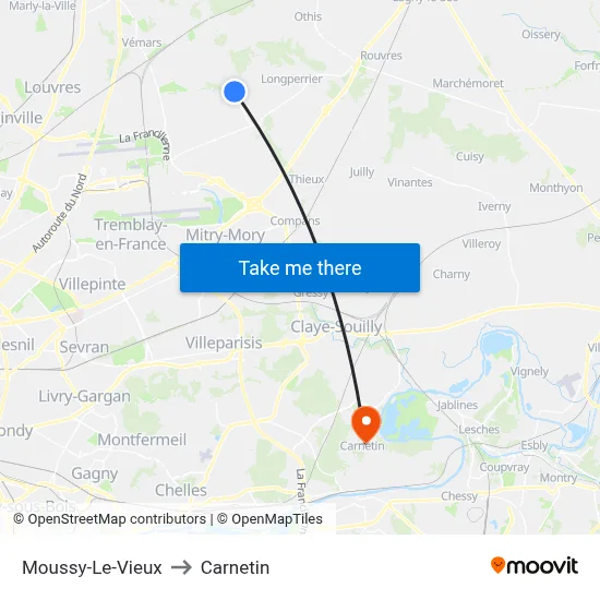Moussy-Le-Vieux to Carnetin map