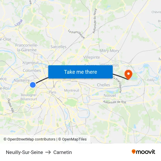 Neuilly-Sur-Seine to Carnetin map