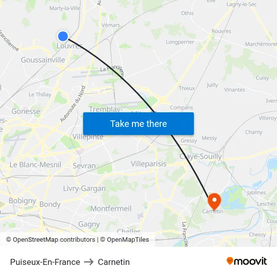 Puiseux-En-France to Carnetin map