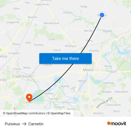 Puisieux to Carnetin map