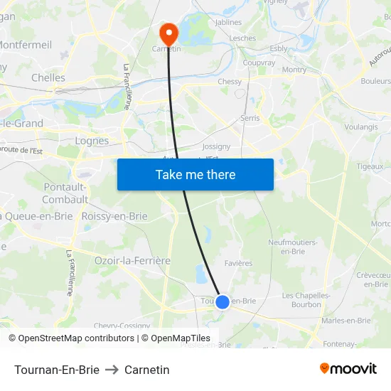 Tournan-En-Brie to Carnetin map