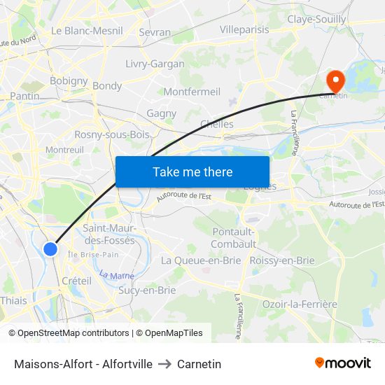 Maisons-Alfort - Alfortville to Carnetin map