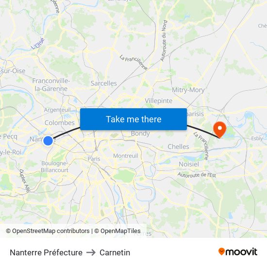 Nanterre Préfecture to Carnetin map