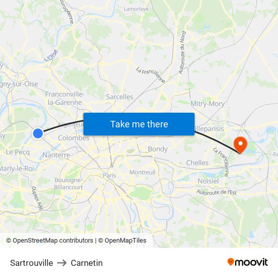 Sartrouville to Carnetin map