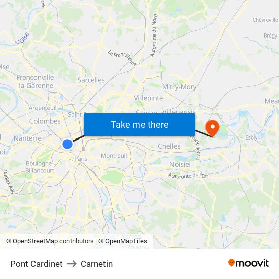 Pont Cardinet to Carnetin map