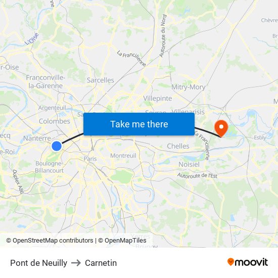 Pont de Neuilly to Carnetin map