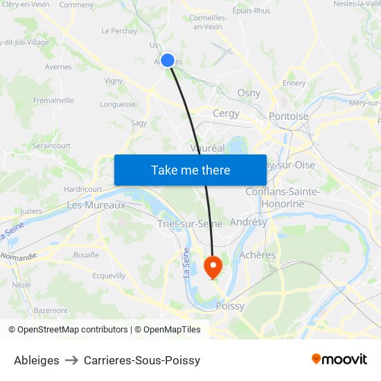 Ableiges to Carrieres-Sous-Poissy map