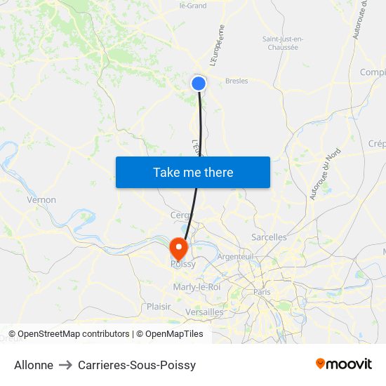 Allonne to Carrieres-Sous-Poissy map