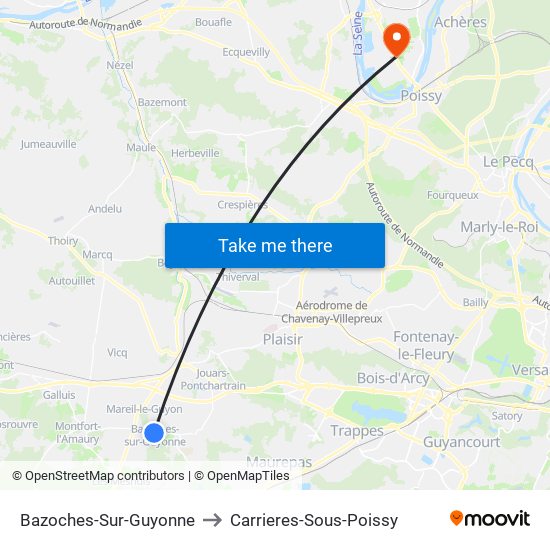 Bazoches-Sur-Guyonne to Carrieres-Sous-Poissy map