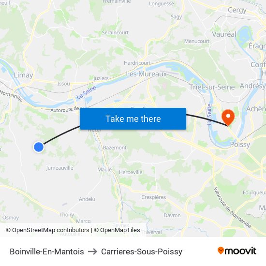Boinville-En-Mantois to Carrieres-Sous-Poissy map