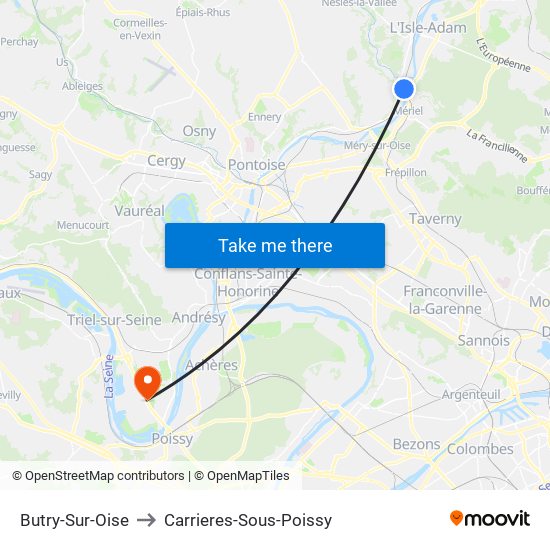 Butry-Sur-Oise to Carrieres-Sous-Poissy map