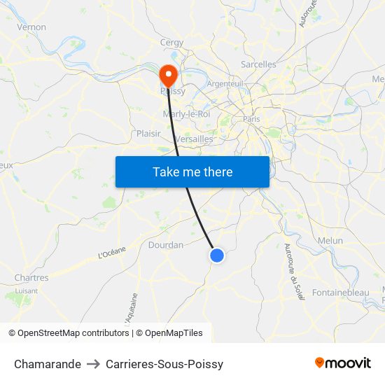 Chamarande to Carrieres-Sous-Poissy map