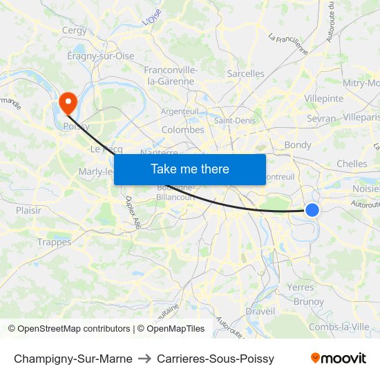 Champigny-Sur-Marne to Carrieres-Sous-Poissy map