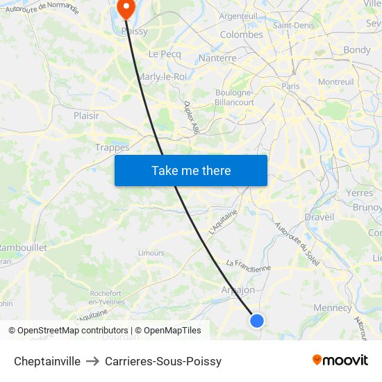 Cheptainville to Carrieres-Sous-Poissy map