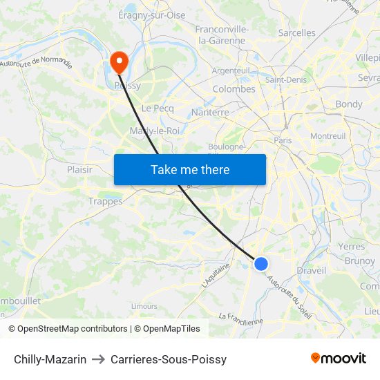 Chilly-Mazarin to Carrieres-Sous-Poissy map