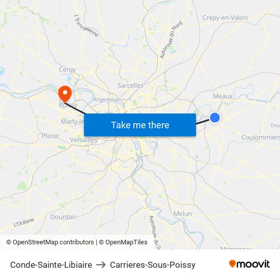 Conde-Sainte-Libiaire to Carrieres-Sous-Poissy map