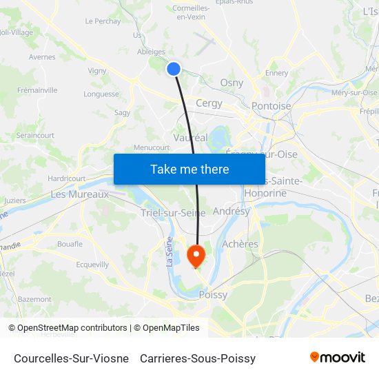 Courcelles-Sur-Viosne to Carrieres-Sous-Poissy map