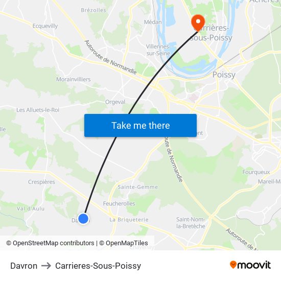 Davron to Carrieres-Sous-Poissy map