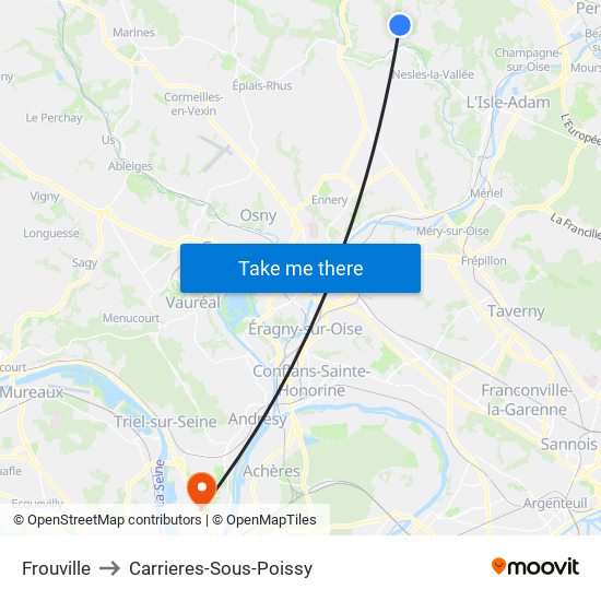 Frouville to Carrieres-Sous-Poissy map