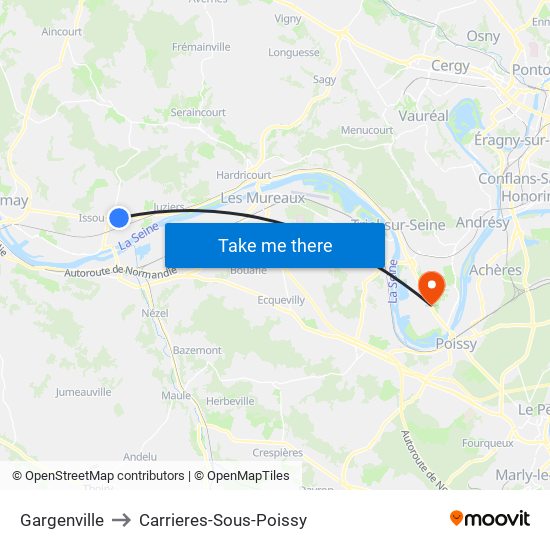 Gargenville to Carrieres-Sous-Poissy map