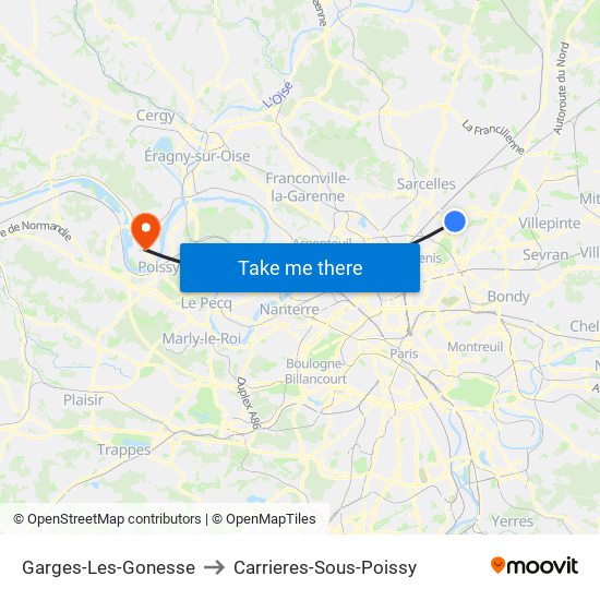 Garges-Les-Gonesse to Carrieres-Sous-Poissy map
