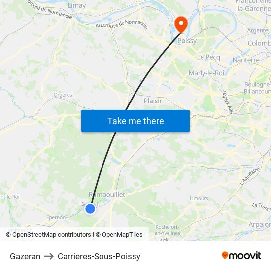 Gazeran to Carrieres-Sous-Poissy map