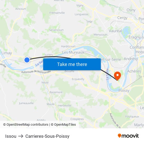 Issou to Carrieres-Sous-Poissy map