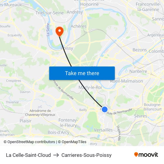 La Celle-Saint-Cloud to Carrieres-Sous-Poissy map