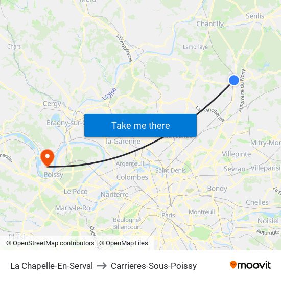 La Chapelle-En-Serval to Carrieres-Sous-Poissy map