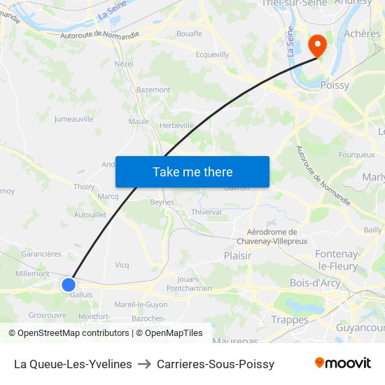 La Queue-Les-Yvelines to Carrieres-Sous-Poissy map