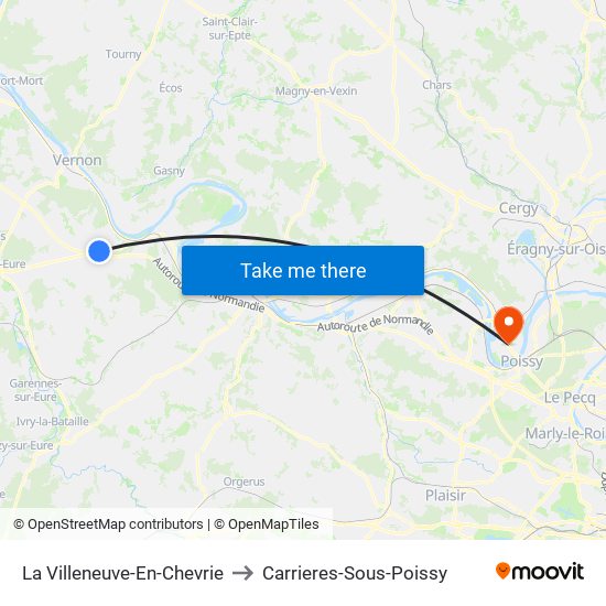 La Villeneuve-En-Chevrie to Carrieres-Sous-Poissy map