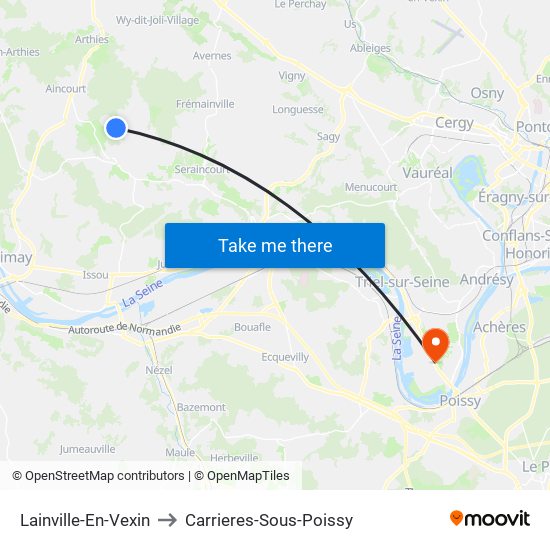 Lainville-En-Vexin to Carrieres-Sous-Poissy map