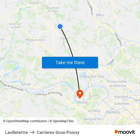 Lavilletertre to Carrieres-Sous-Poissy map