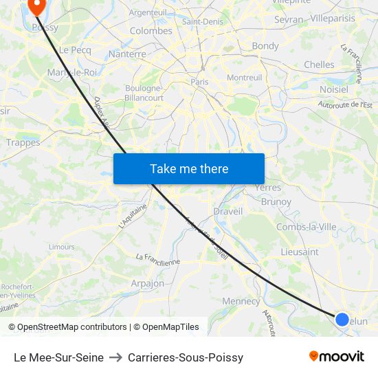 Le Mee-Sur-Seine to Carrieres-Sous-Poissy map