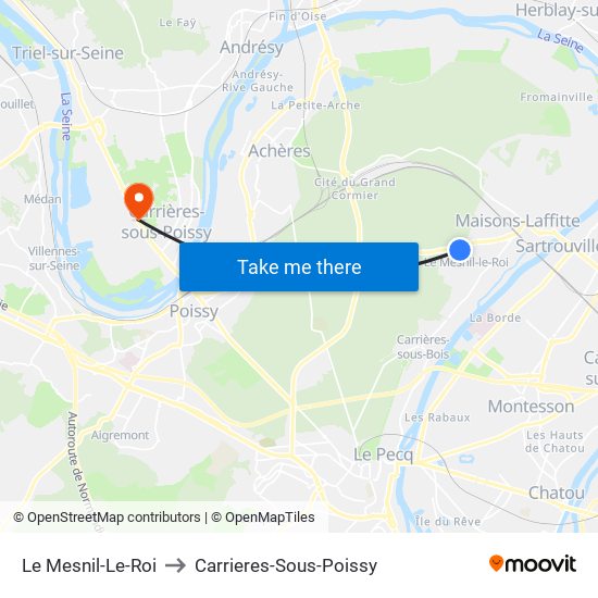 Le Mesnil-Le-Roi to Carrieres-Sous-Poissy map