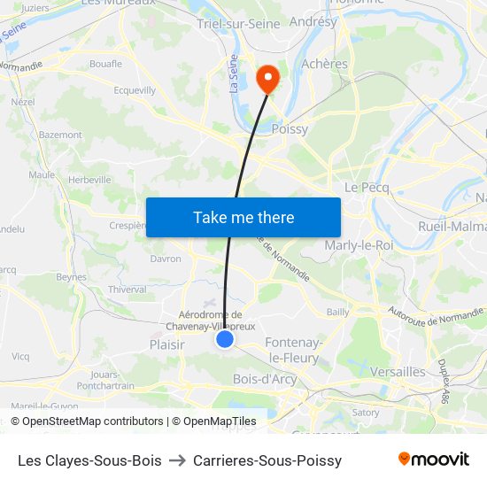 Les Clayes-Sous-Bois to Carrieres-Sous-Poissy map