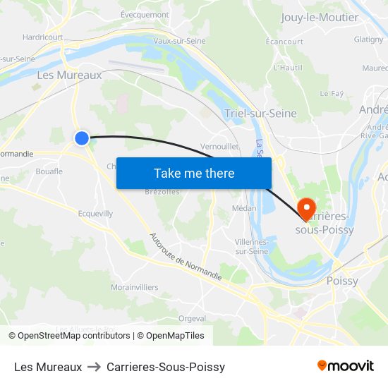 Les Mureaux to Carrieres-Sous-Poissy map